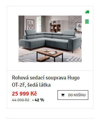 Rohová sedací souprava Hugo OT-2F, šedá látka
