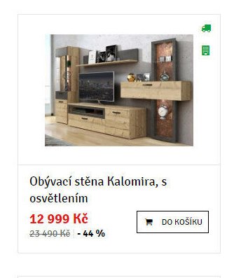 Obývací stěna Kalomira, s osvětlením