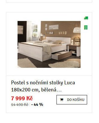 Postel s nočními stolky Luca 180x200 cm, bělená...