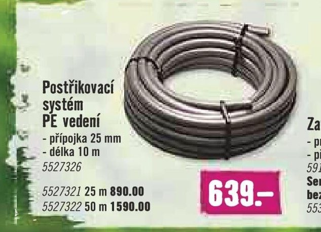 Postřikovací systém PE vedení