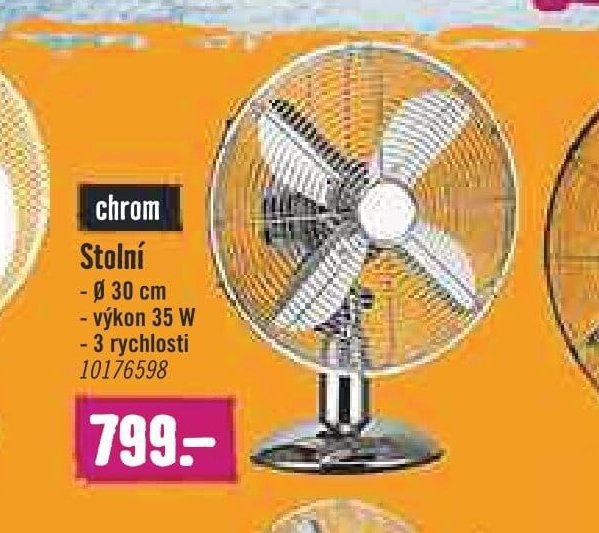 Chrom stolní ventilátor