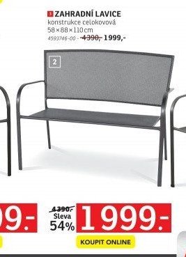 ZAHRADNÍ LAVICE konstrukce celokovová