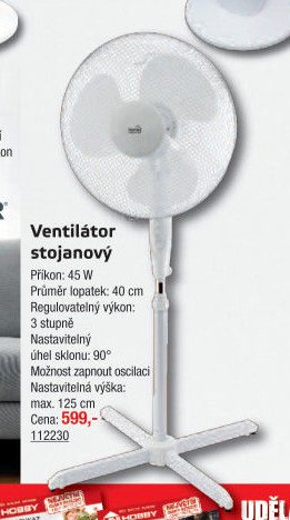Ventilátor stojanový (bílý)
