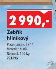 Žebřík hliníkový 3x11