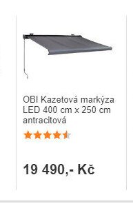 OBI Kazetová markýza LED 400 cm x 250 cm antracitová
