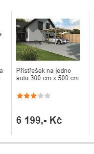 Přístřešek na jedno auto 300 cm x 500 cm