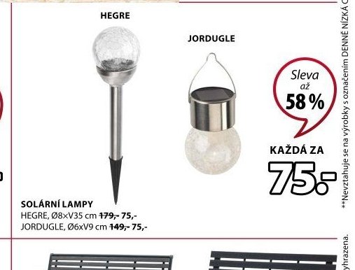 Solární lampy HEGRE, JORDUGLE