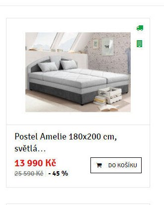 Postel Amelie 180x200 cm, světlá