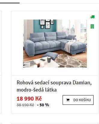 Rohová sedací souprava Damian, modro-šedá látka