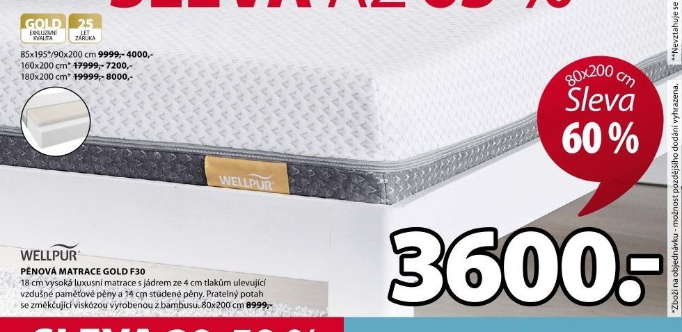 PĚNOVÁ MATRACE GOLD F30