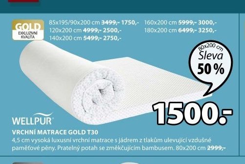 VRCHNÍ MATRACE GOLD T30