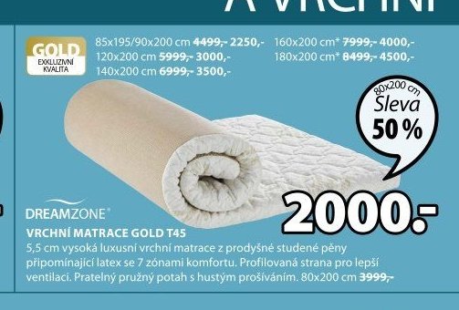 VRCHNÍ MATRACE GOLD T45