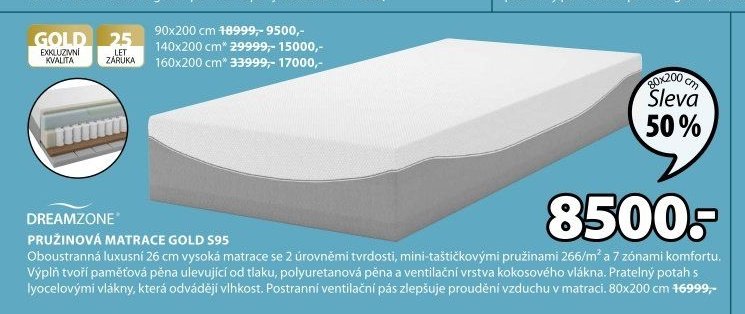 PRUŽINOVÁ MATRACE GOLD S95