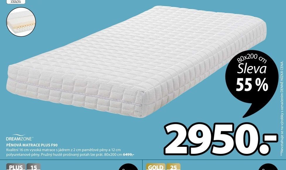 DREAMZONE PĚNOVÁ MATRACE PLUS F90