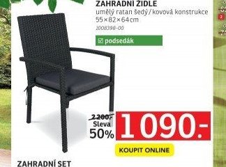 ZAHRADNÍ ŽIDLE umělý ratan šedý / kovová konstrukce
