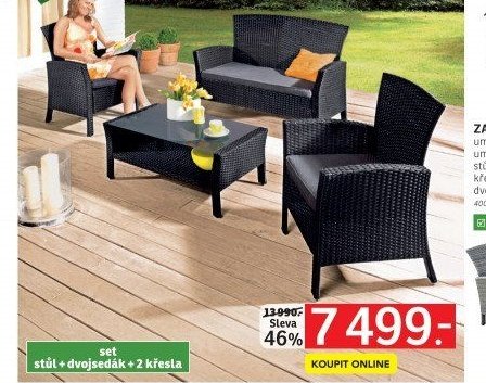ZAHRADNÍ SET umělý ratan černý / kovová konstrukce