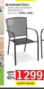 1 ZAHRADNÍ ŽIDLE konstrukce celokovová