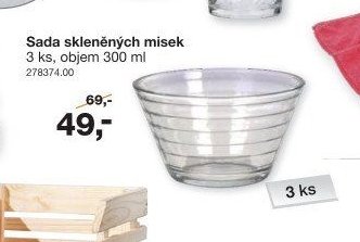 Sada skleněných misek