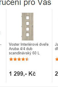 Voster Interiérovové dveře Aruba 4/4 dub scandinávský 60 L