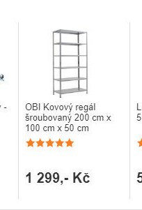 OBI Kovový regál šroubovaný 200 cm x 100 cm x 50 cm