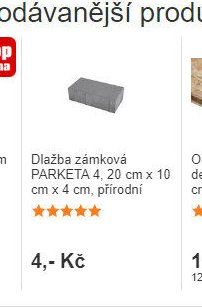 Dlažba zámková PARKETA 4, 20 cm x 10 cm x 4 cm, přírodní