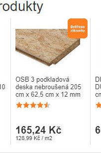 OSB 3 podkladová deska nebroušená 205 cm x 62,5 cm x 12 mm