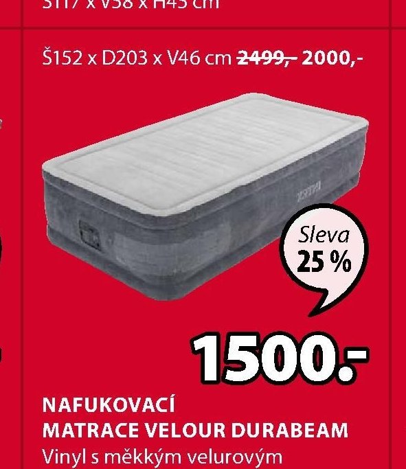 NAFUKOVACÍ MATRACE VELOUR DURABEAM