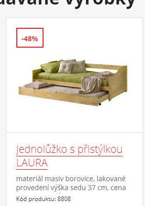 Jednolůžko s přistýlkou LAURA