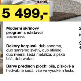 Moderní skříňový program s nástavci