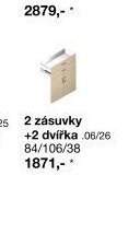 2 zásuvky + 2 dvířka .06/26