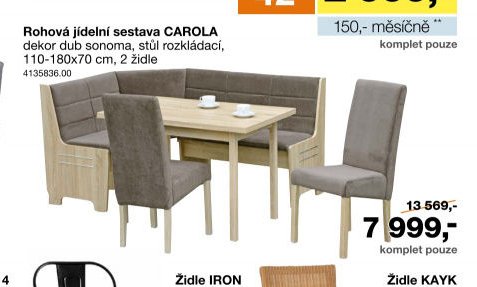 Rohová jídelní sestava CAROLA