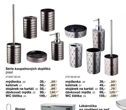 Série koupelnových doplňků plast