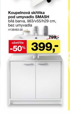 Koupelnová skříňka pod umyvadlo SMASH