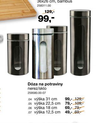 Dóza na potraviny nerez/sklo