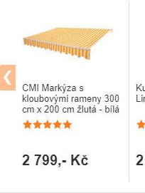 CMI Markýza s kloubovými rameny 300 cm x 200 cm žlutá - bílá