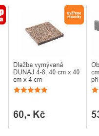 Dlažba vymývaná DUNAJ 4-8, 40 cm x 40 cm x 4 cm
