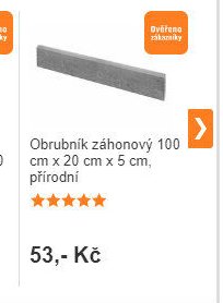 Obrubník záhonový 100 cm x 20 cm x 5 cm, přírodní