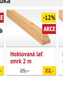 Hoblovaná lať smrk 2 m