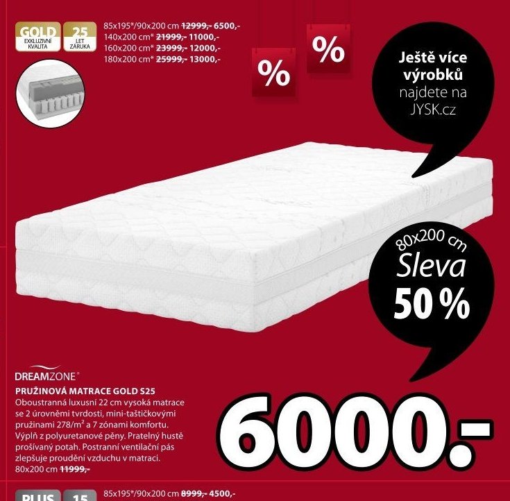 PRUŽINOVÁ MATRACE GOLD S25