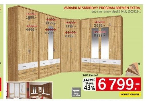 Variabilní skříňový program BREMEN EXTRA