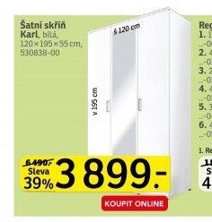 Šatní skříň Karl, bílá