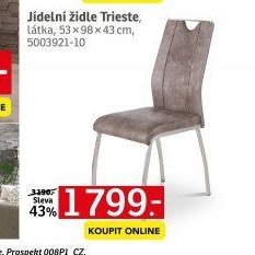 Jídelní židle Trieste, látka, 53x98x43 cm