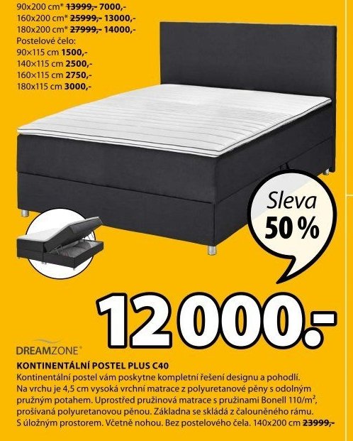 KONTINENTÁLNÍ POSTEL PLUS C40