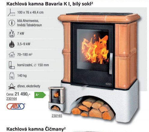 Kachlová kamna Bavaria K I, bílý sokl