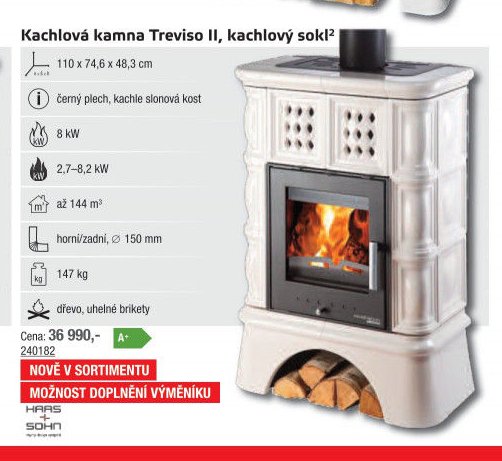 Kachlová kamna Treviso II, kachlový sokl