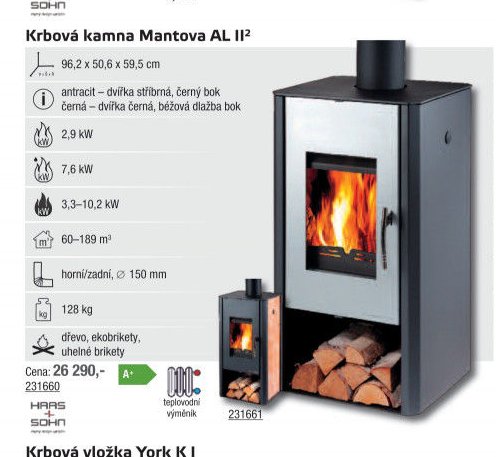 Krbová kamna Mantova AL II