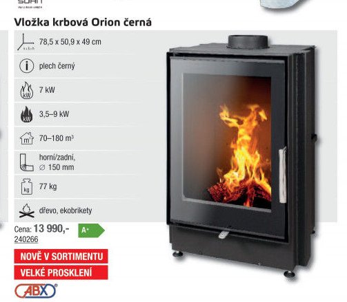 Vložka krbová Orion černá