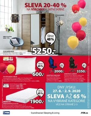 akční leták Jysk 27.8.2020-9.9.2020
