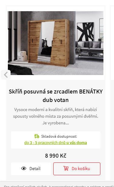 Skříň posuvná se zrcadlem BENÁTKY dub votan