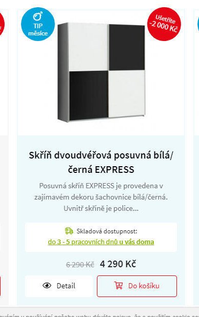 Skříň dvoudveřová posuvná bílá/černá EXPRESS